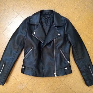 TOPSHOP Black Faux Leather Biker Jacket